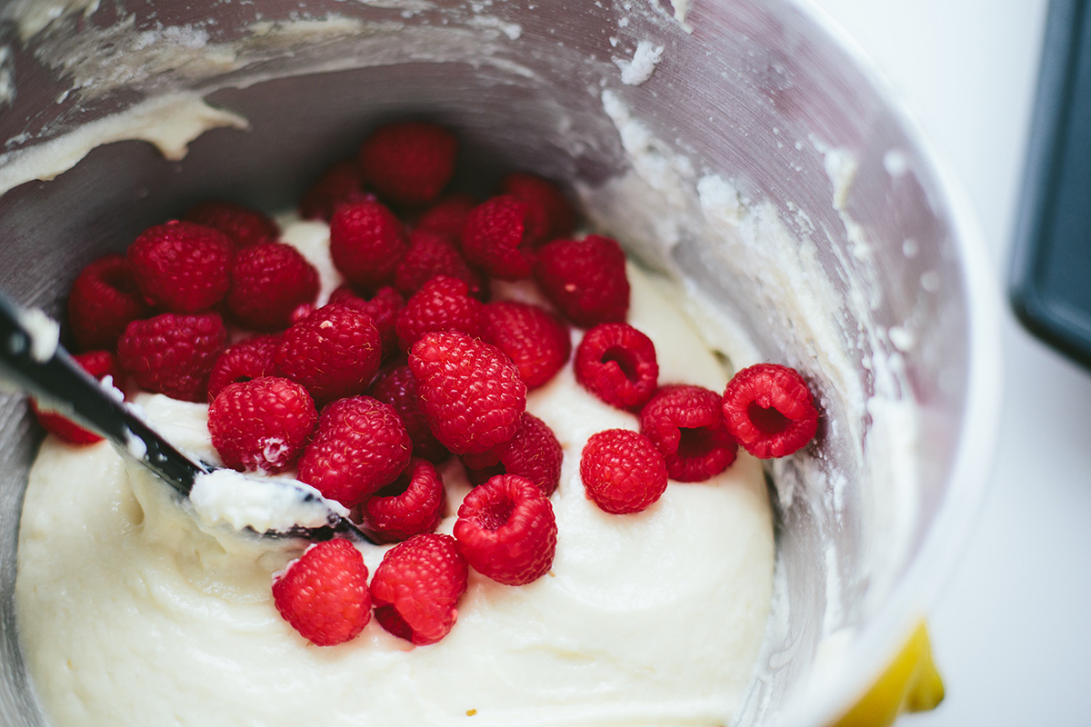 Raspberries in Cupcake Batter